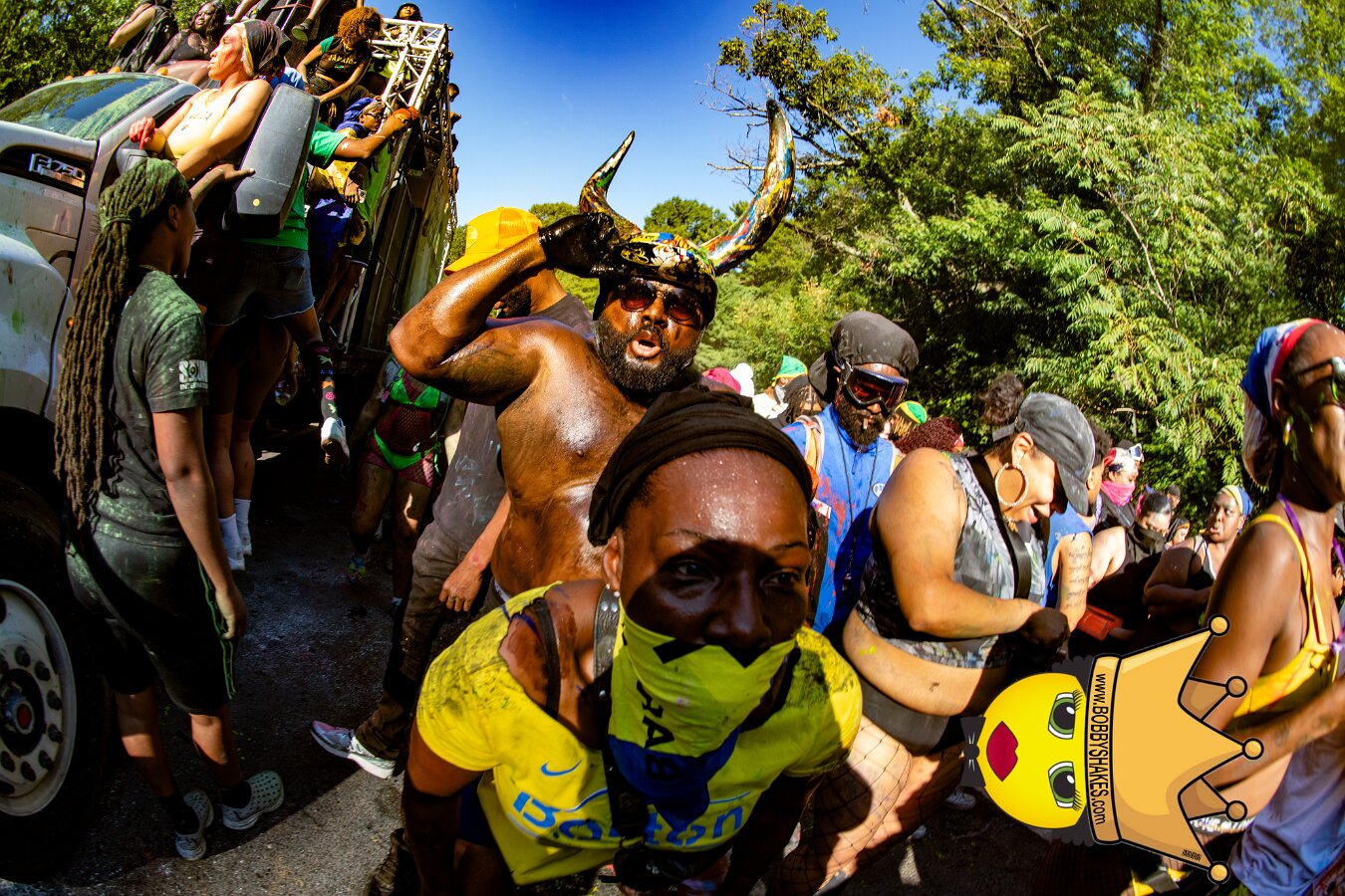Jab Family Boston & Secret Soca Society performing live at Boston Caribbean Carnival in Boston, MA, photographed by Bobby Shakes