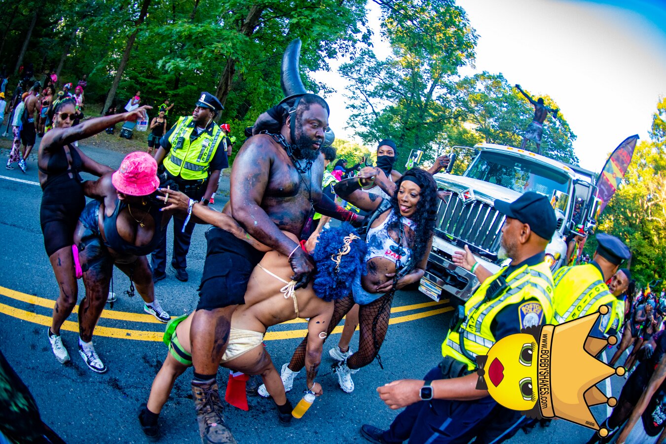 Jab Family Boston & Secret Soca Society performing live at Boston Caribbean Carnival in Boston, MA, photographed by Bobby Shakes
