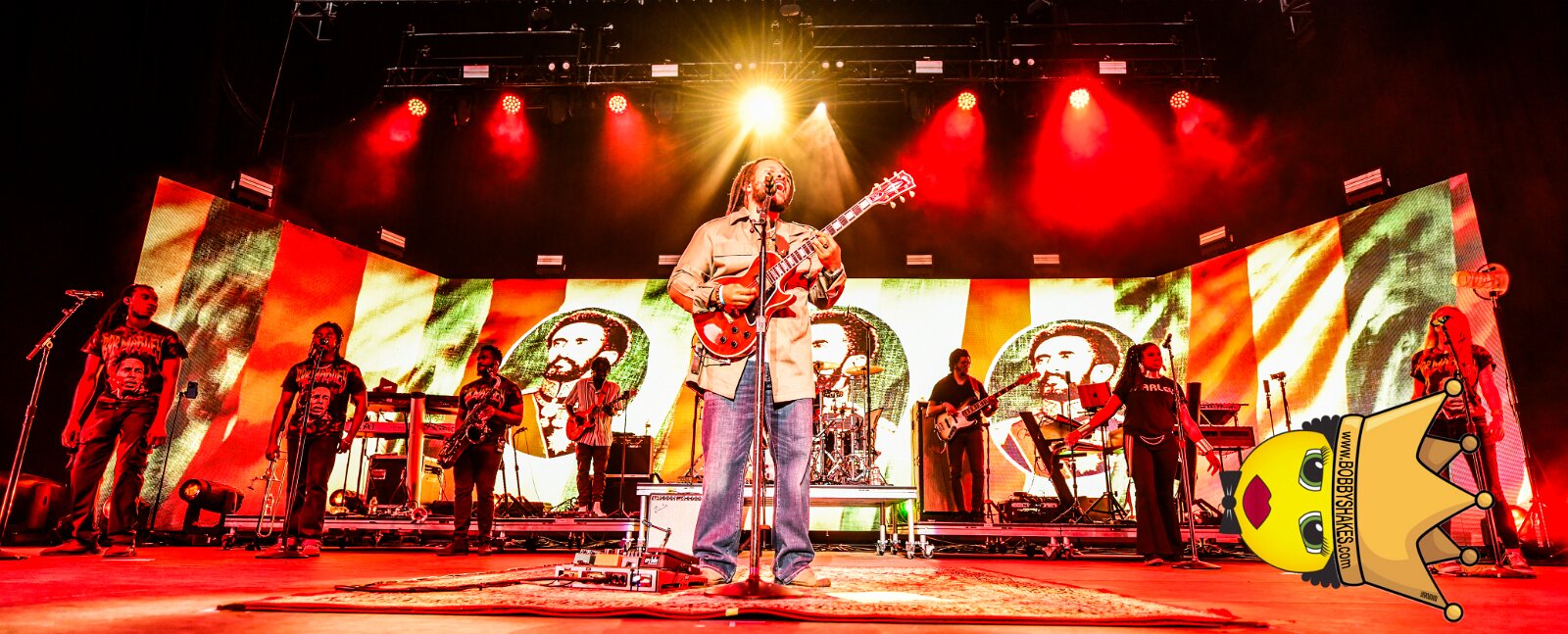 Buju Banton, Stephen Marley & Gramps Morgan performing live at Leader Bank Pavilion in Boston, MA, photographed by Bobby Shakes