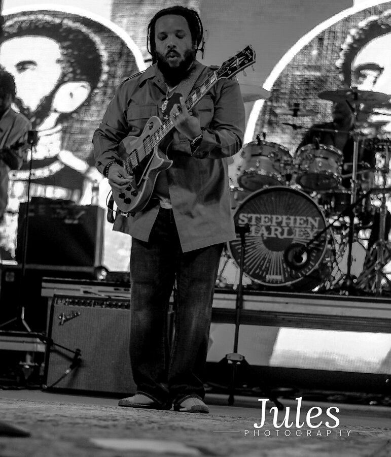 Buju Banton, Stephen Marley & Gramps Morgan performing live at Leader Bank Pavilion in Boston, MA, photographed by Bobby Shakes