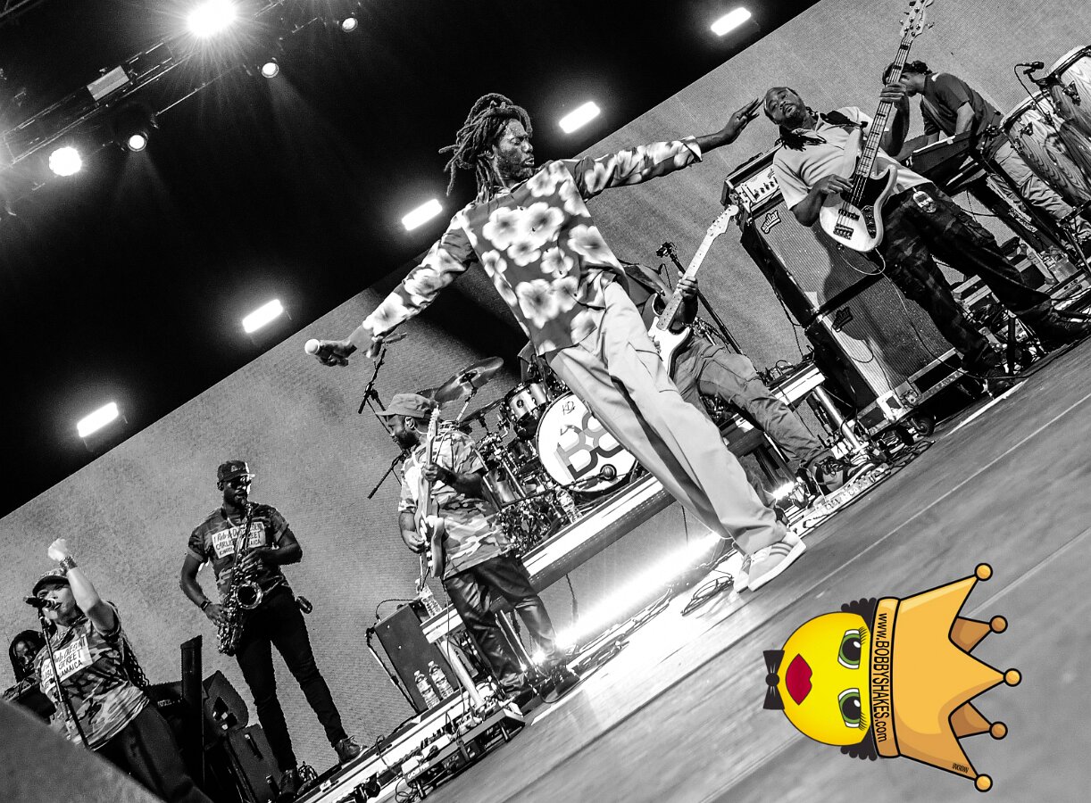 Buju Banton, Stephen Marley & Gramps Morgan performing live at Leader Bank Pavilion in Boston, MA, photographed by Bobby Shakes