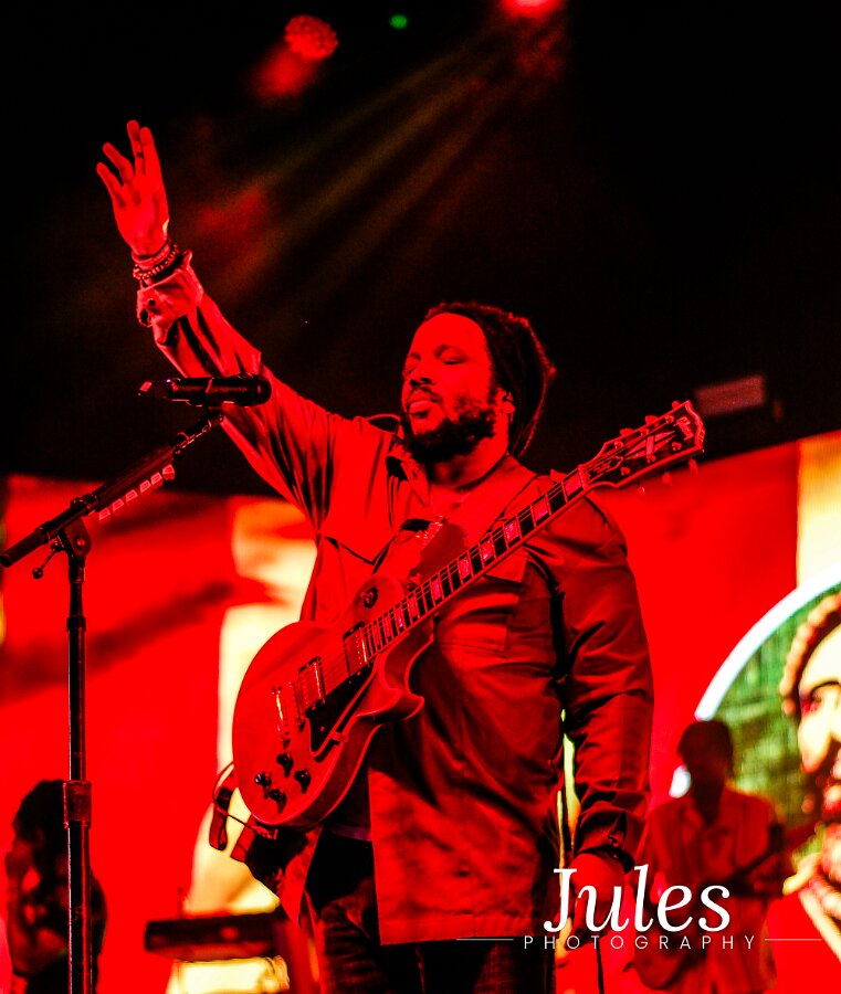 Buju Banton, Stephen Marley & Gramps Morgan performing live at Leader Bank Pavilion in Boston, MA, photographed by Bobby Shakes