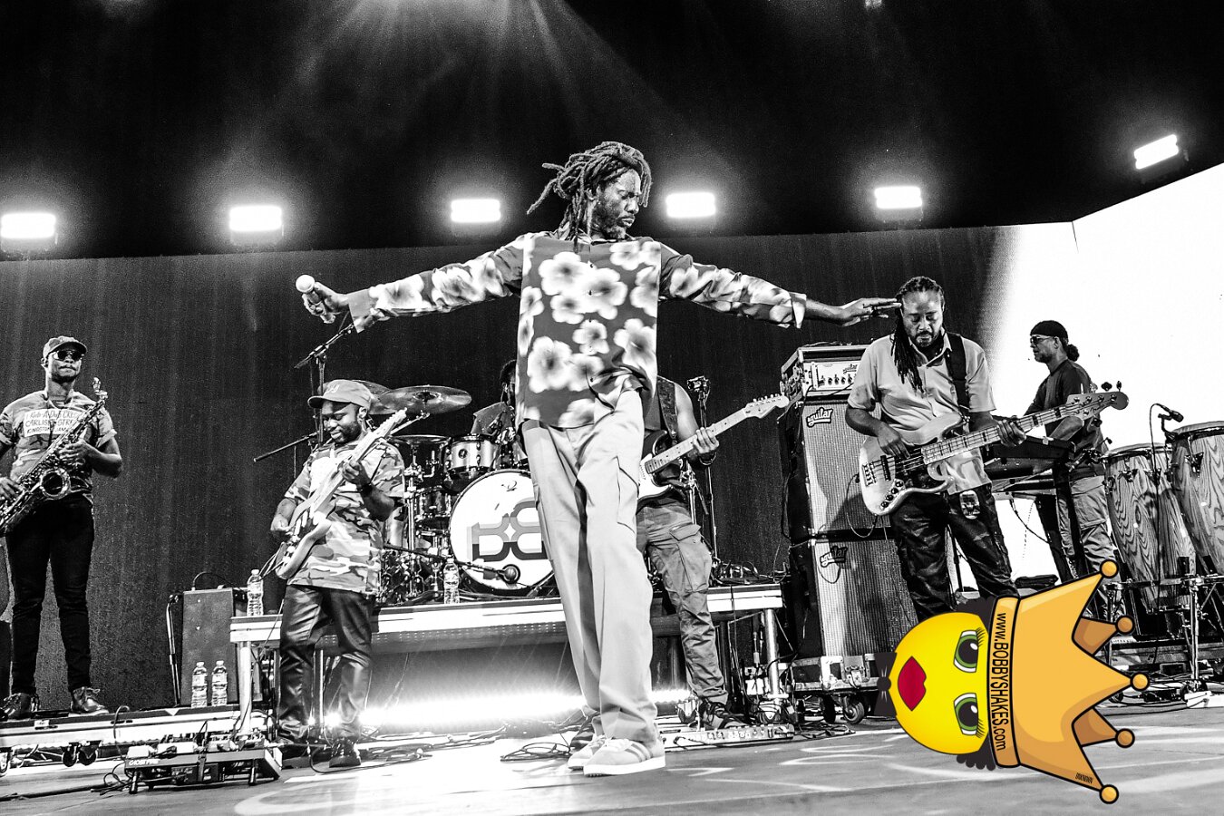 Buju Banton, Stephen Marley & Gramps Morgan performing live at Leader Bank Pavilion in Boston, MA, photographed by Bobby Shakes