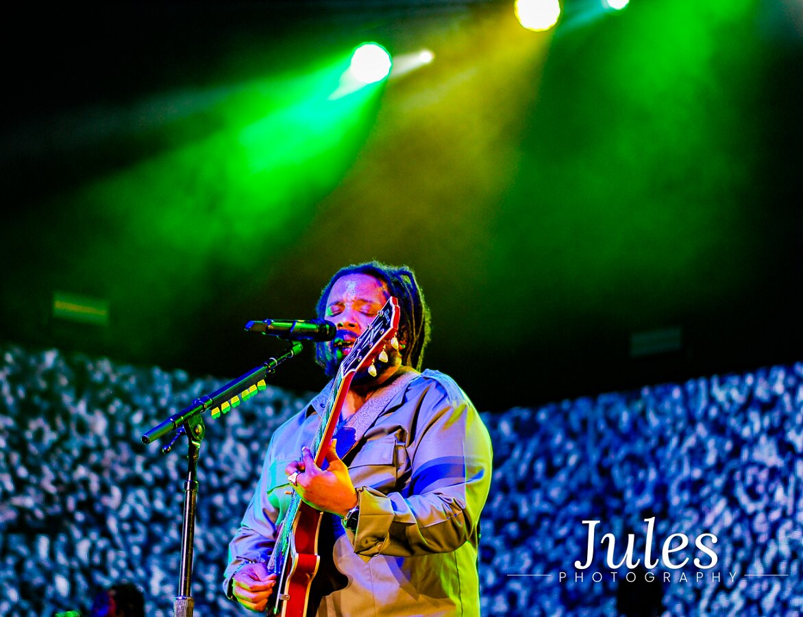 Buju Banton, Stephen Marley & Gramps Morgan performing live at Leader Bank Pavilion in Boston, MA, photographed by Bobby Shakes
