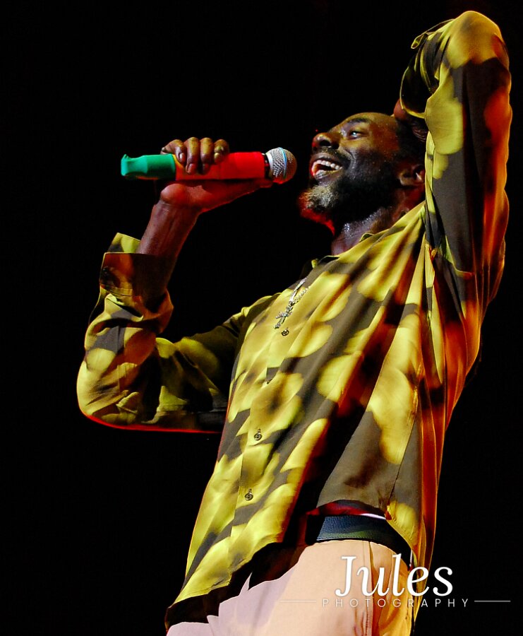 Buju Banton, Stephen Marley & Gramps Morgan performing live at Leader Bank Pavilion in Boston, MA, photographed by Bobby Shakes