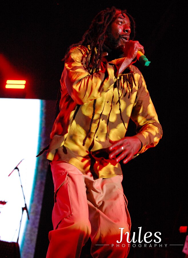 Buju Banton, Stephen Marley & Gramps Morgan performing live at Leader Bank Pavilion in Boston, MA, photographed by Bobby Shakes