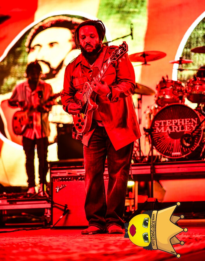 Buju Banton, Stephen Marley & Gramps Morgan performing live at Leader Bank Pavilion in Boston, MA, photographed by Bobby Shakes