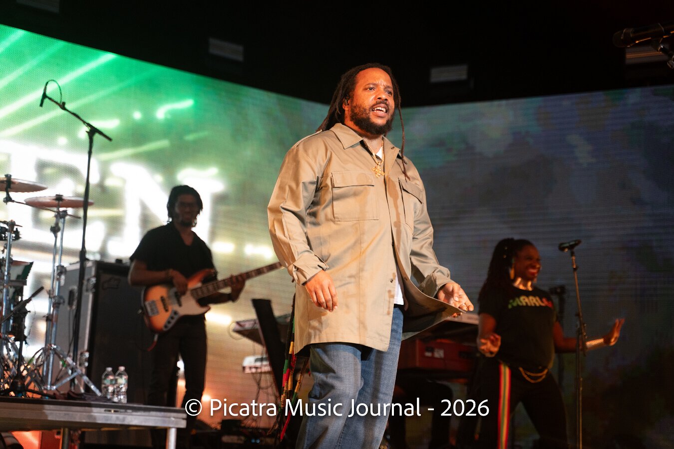 Buju Banton, Stephen Marley & Gramps Morgan performing live at Leader Bank Pavilion in Boston, MA, photographed by Bobby Shakes