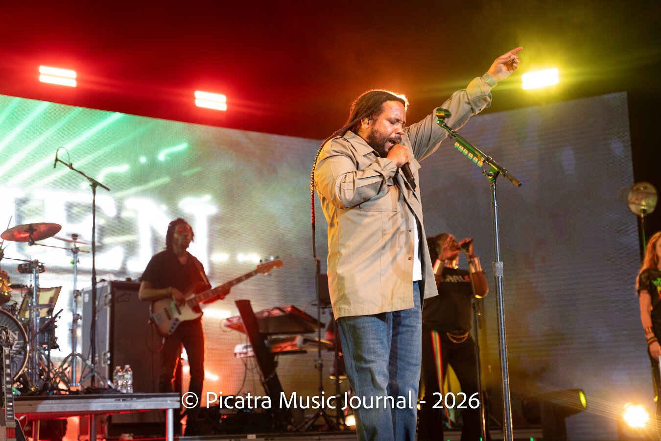 Buju Banton, Stephen Marley & Gramps Morgan performing live at Leader Bank Pavilion in Boston, MA, photographed by Bobby Shakes