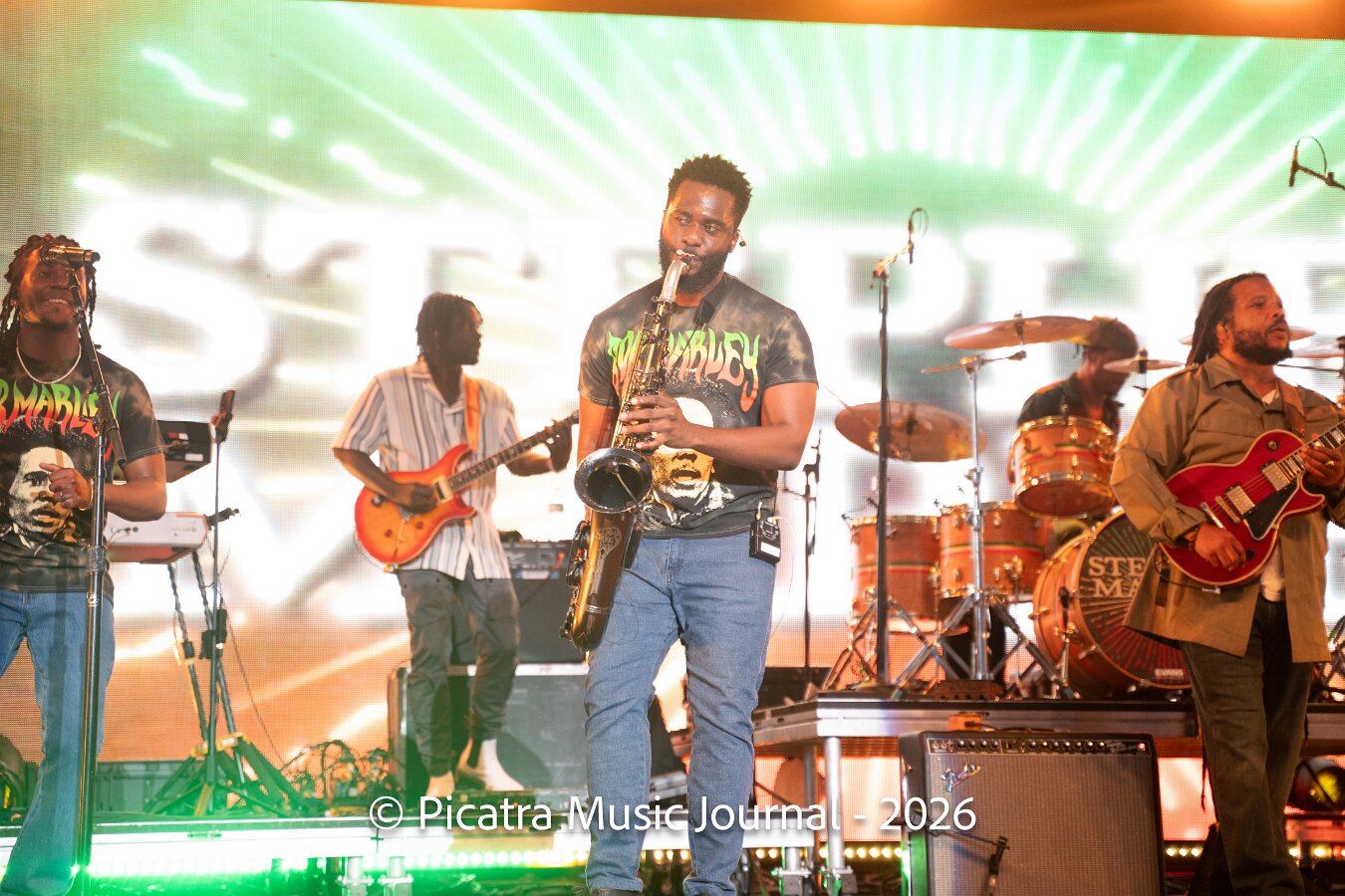 Buju Banton, Stephen Marley & Gramps Morgan performing live at Leader Bank Pavilion in Boston, MA, photographed by Bobby Shakes