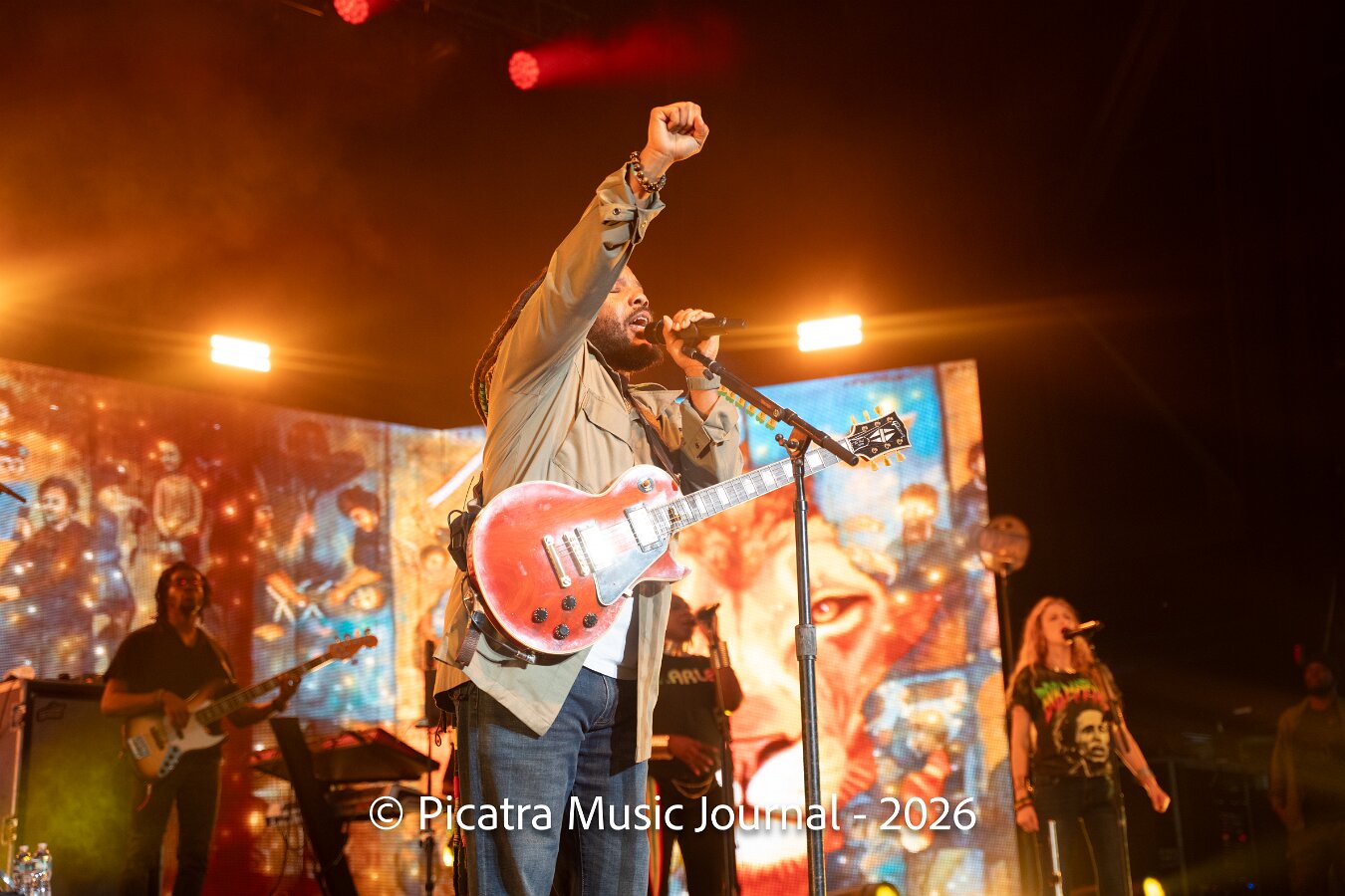 Buju Banton, Stephen Marley & Gramps Morgan performing live at Leader Bank Pavilion in Boston, MA, photographed by Bobby Shakes