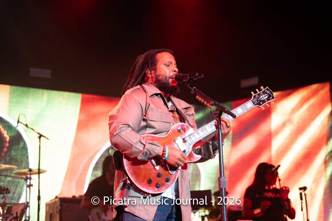 Buju Banton, Stephen Marley & Gramps Morgan performing live at Leader Bank Pavilion in Boston, MA, photographed by Bobby Shakes