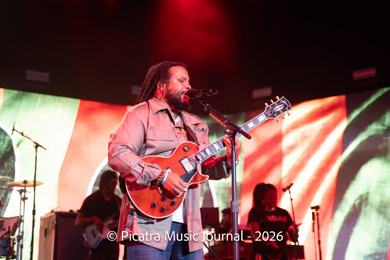 Buju Banton, Stephen Marley & Gramps Morgan performing live at Leader Bank Pavilion in Boston, MA, photographed by Bobby Shakes