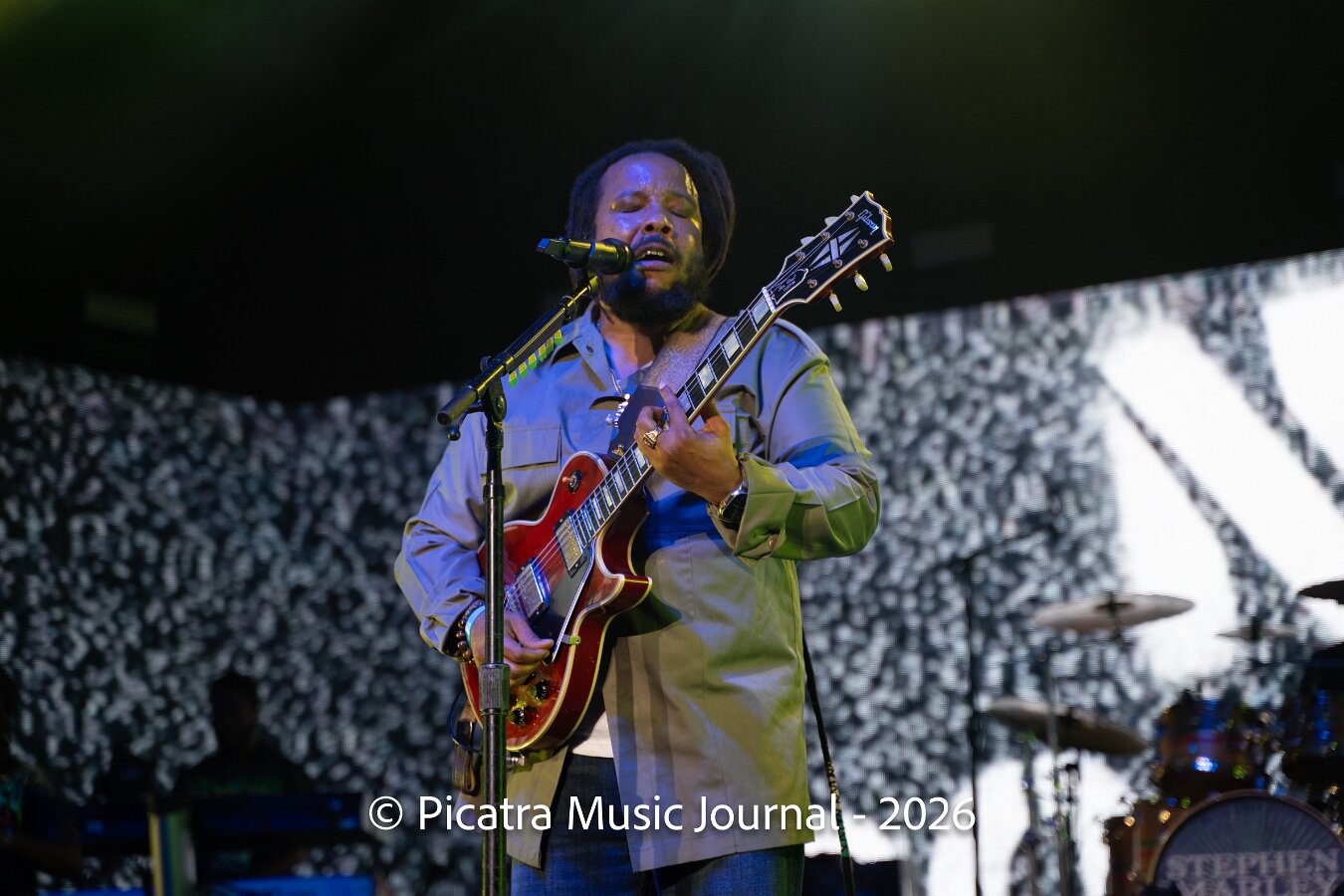 Buju Banton, Stephen Marley & Gramps Morgan performing live at Leader Bank Pavilion in Boston, MA, photographed by Bobby Shakes