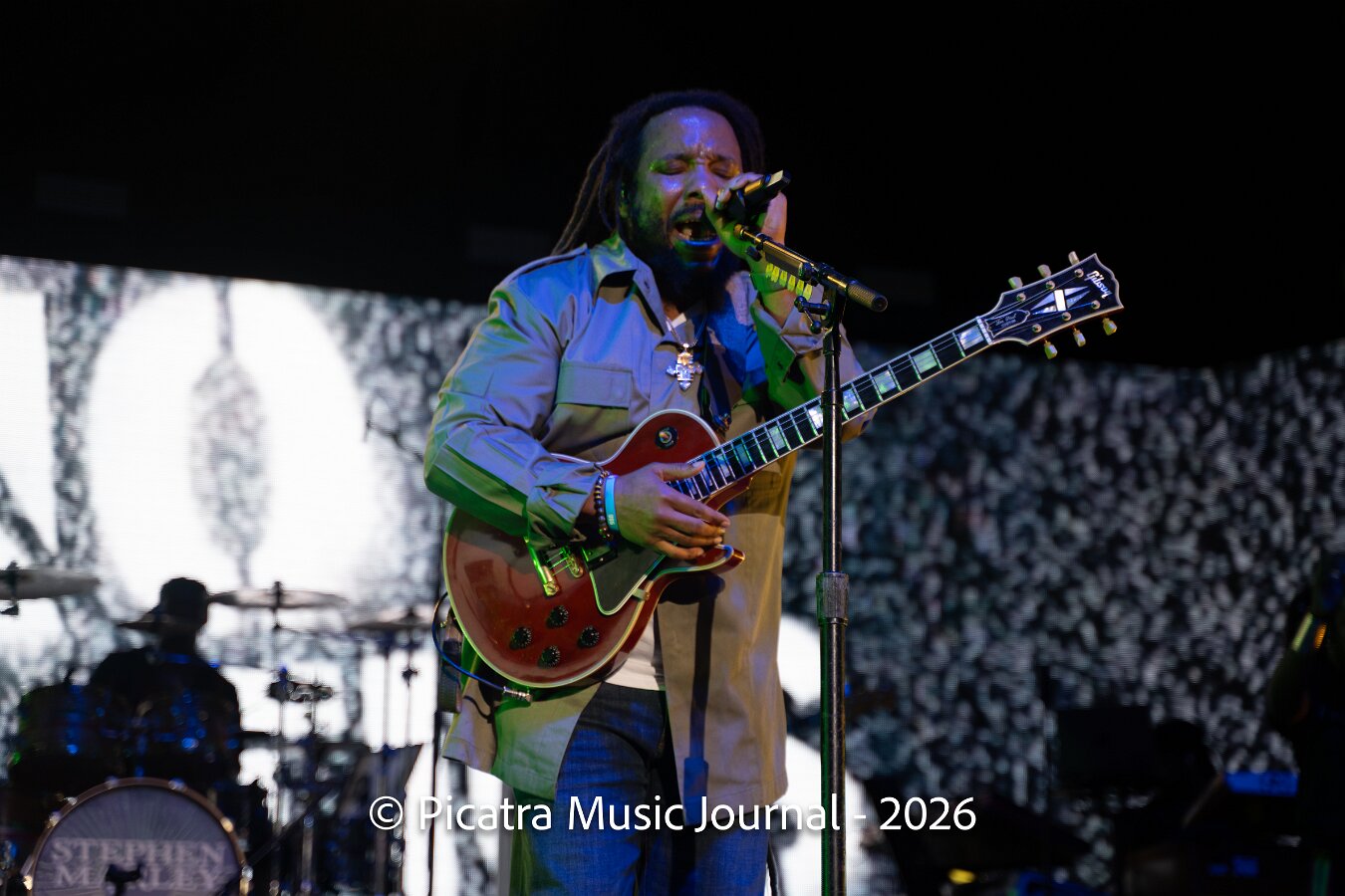 Buju Banton, Stephen Marley & Gramps Morgan performing live at Leader Bank Pavilion in Boston, MA, photographed by Bobby Shakes