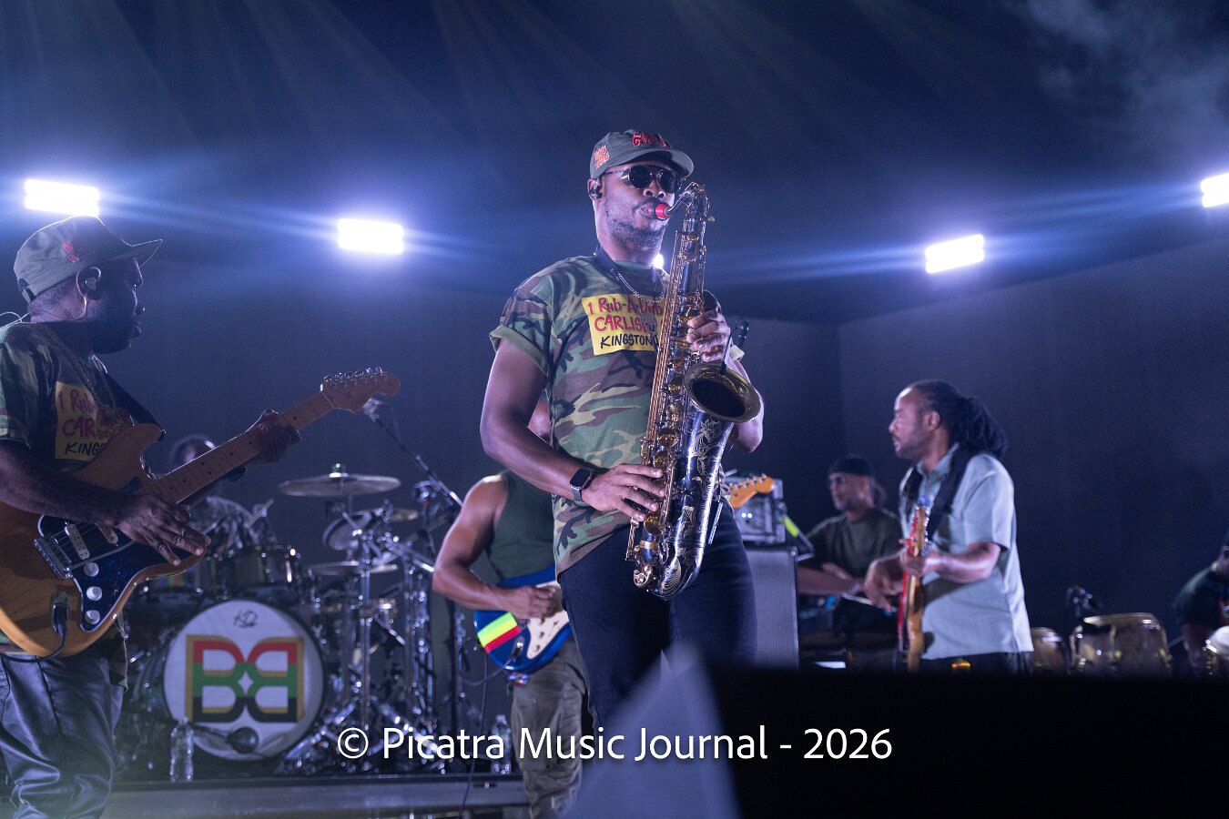 Buju Banton, Stephen Marley & Gramps Morgan performing live at Leader Bank Pavilion in Boston, MA, photographed by Bobby Shakes