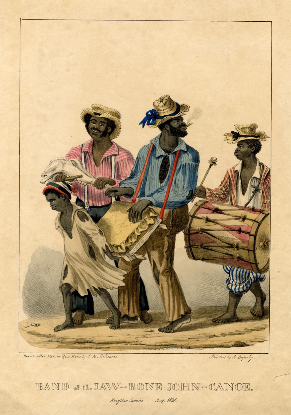 Band of the Jaw-Bone John-Canoe, Kingston, 1837, by Isaac Mendes Belisario. Public domain, via Wikimedia Commons.
