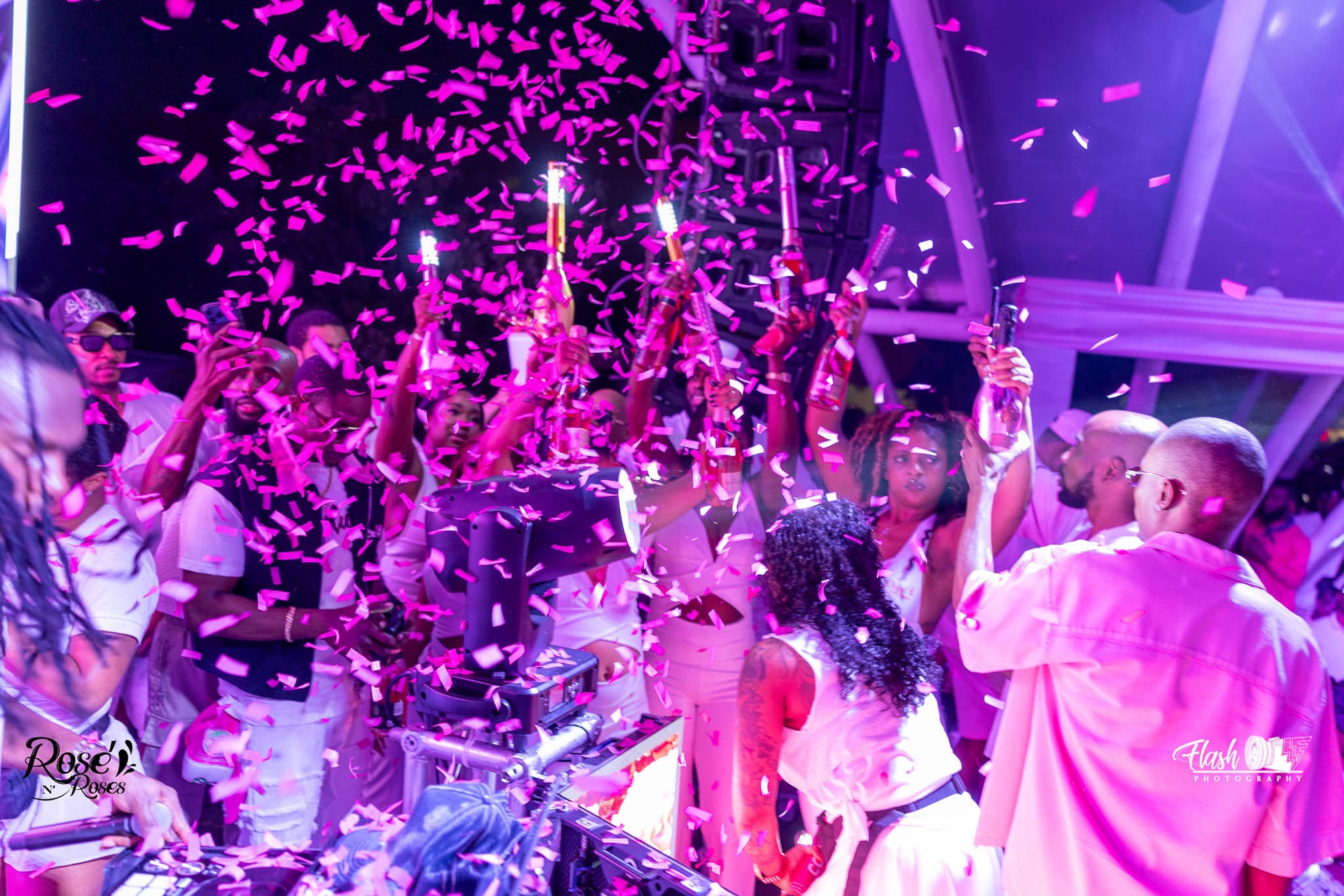 Patrons enjoy the signature “Rosé All Day” experience at the July 25 staging of Rosé N Roses in Atlanta.